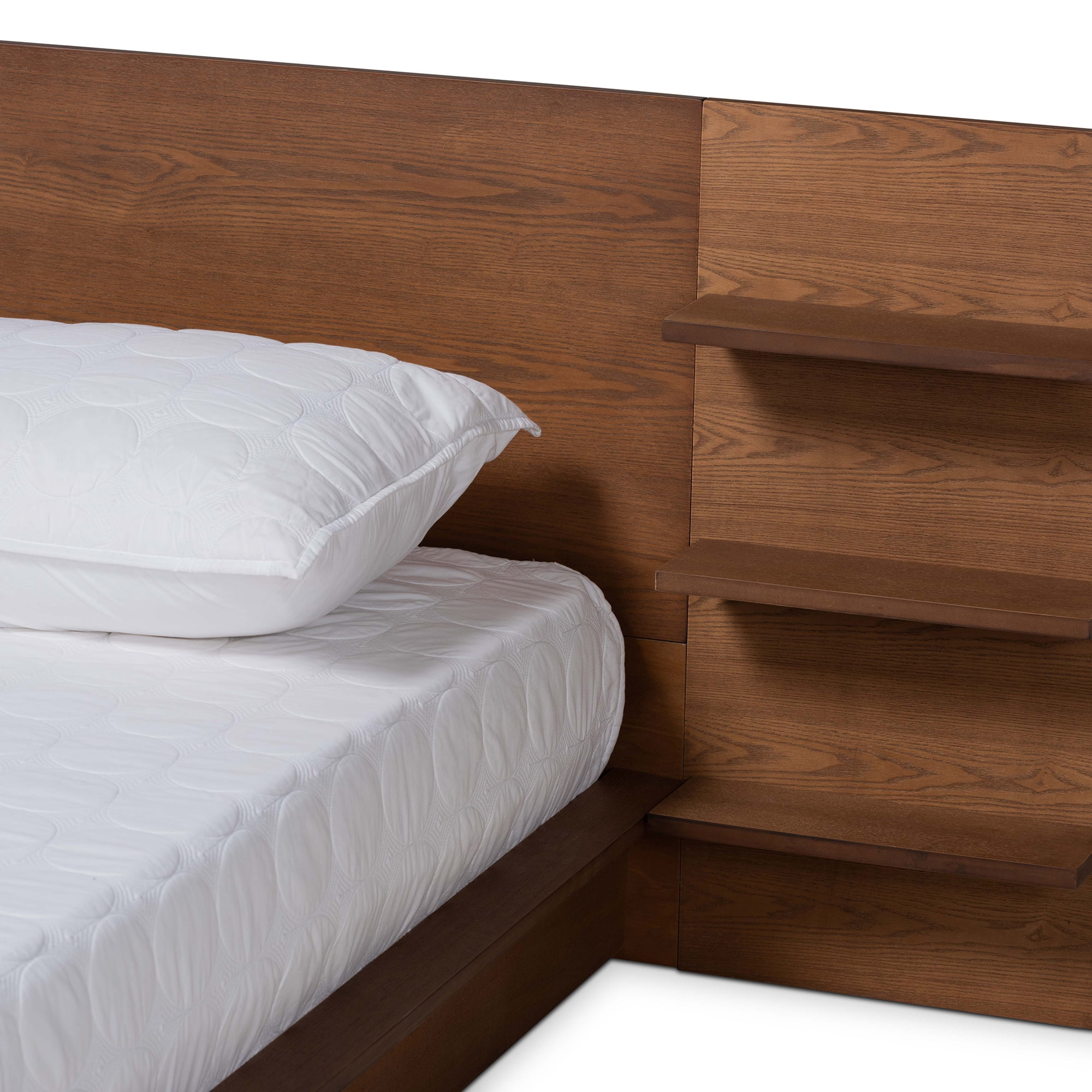 Baxton Studio Elina Contemporary/Modern Engineered Wood Storage Platform Bed, King, Walnut Brown