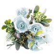 thumbnail image 1 of Injueey Rosa de tela de seda decorativa para el hogar o la oficina, ramo de rosas artificiales realistas para fiesta de boda Flores artificiales azul, 1 of 6