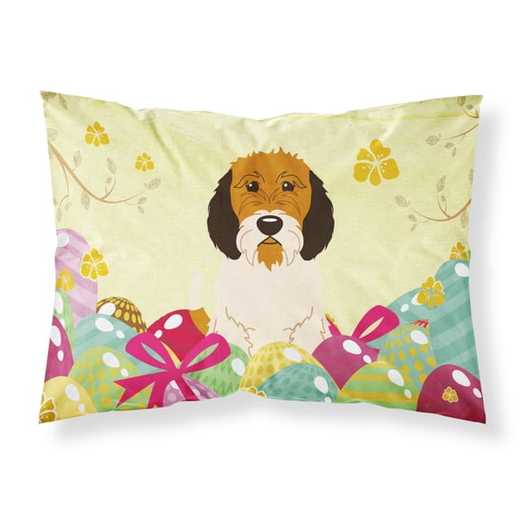 Carolines Treasures BB6079PILLOWCASE Easter Eggs Petit Basset Griffon Veenden Fabric Standard Pillowcase Standard
