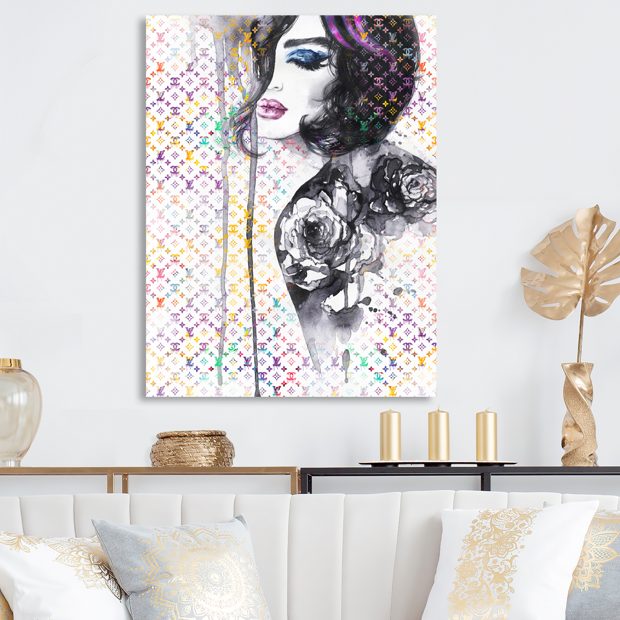 Designart Luxurious Femela Sketch III Canvas Wall Art