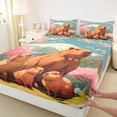 thumbnail image 4 of Erosebridal Bow Capybara Family Kid Full Size Sheets, Tokyo Mount Fuji Floral Bed Sheets, 4 Pieces, 4 of 5