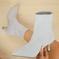 thumbnail image 6 of SACFOF Womens Knit Ankle Boots Pointed Toe Kitten Heels Booties Winter Stiletto Mid Heel Sock Boots Shoes, 6 of 6