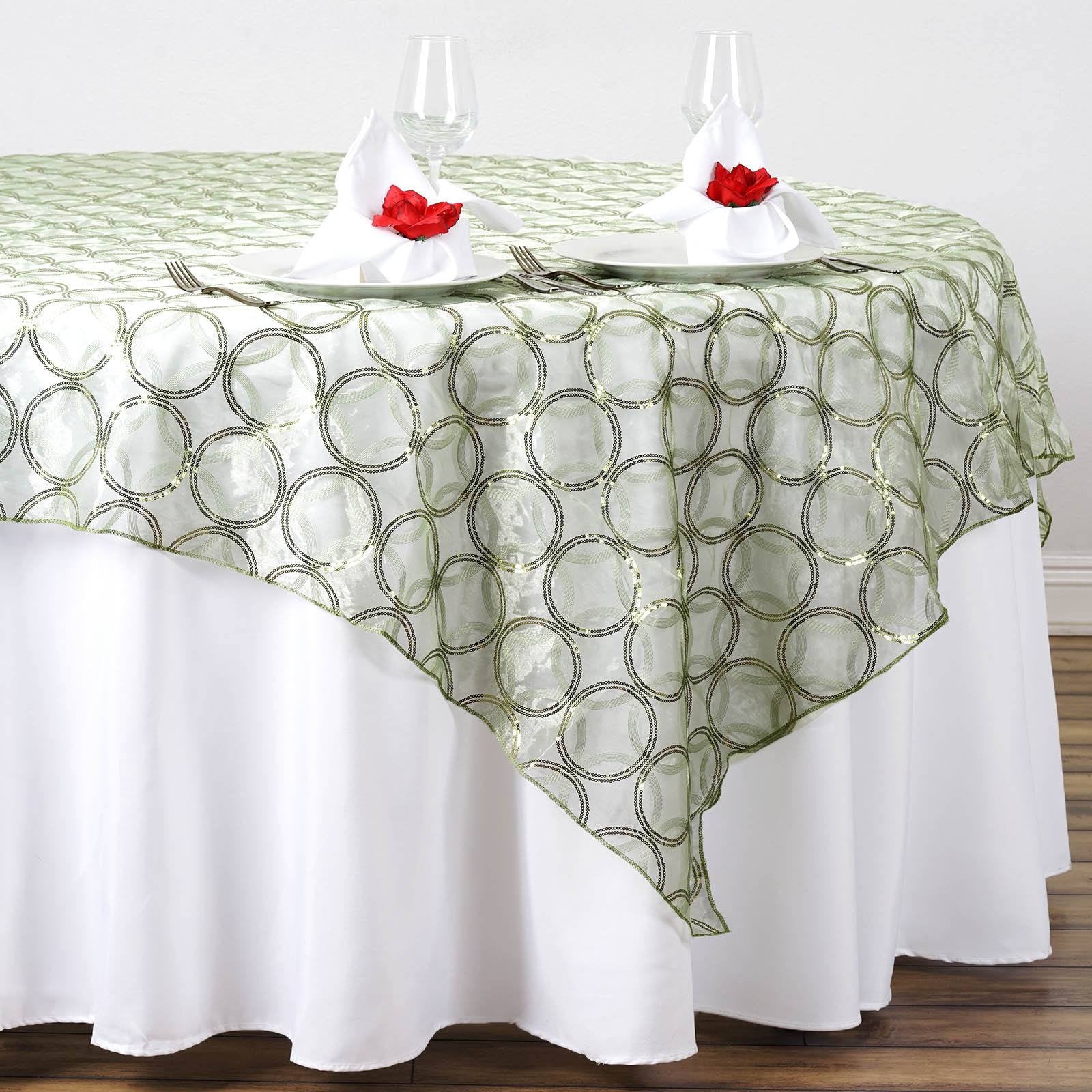 Buy Efavormart 85x85 Wedding Silver Sage Organza Square Tablecloth