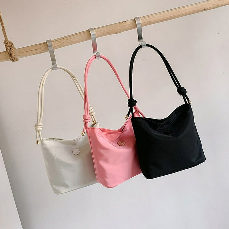 VERMON Women Shoulder Bag Magnet Button Closure Waterproof Smooth Solid  Color Adjustable Large Capacity Korean Style Lady Handbag 