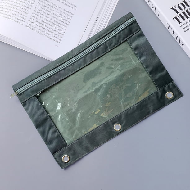 Bolsa para documentos con tres agujeros, bolsa para bolígrafos, de tela Oxford, con cierre de cremallera, bolsa de papelería B5 para oficina, bolsa de lápices de gran capacidad, bolsa de