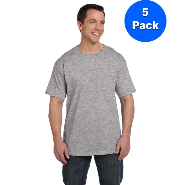 Hanes Men's Beefy-T with Pocket - 5190P (Pack Of 5)