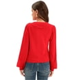 thumbnail image 3 of Diconna Women's Long Sleeve Button Cardigan Sweater Lapel Cable Knit Short Sweater Jacket, 3 of 5