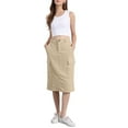 thumbnail image 2 of INSPIRE CHIC Women's Skirt High Waist Elastic Back Corduroy Midi Skirts M Khaki, 2 of 5