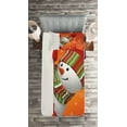 thumbnail image 2 of Ambesonne Christmas Quilted Coverlet 2 Pcs, Funny Snowman Santa, Twin Size, White Orange, 2 of 2