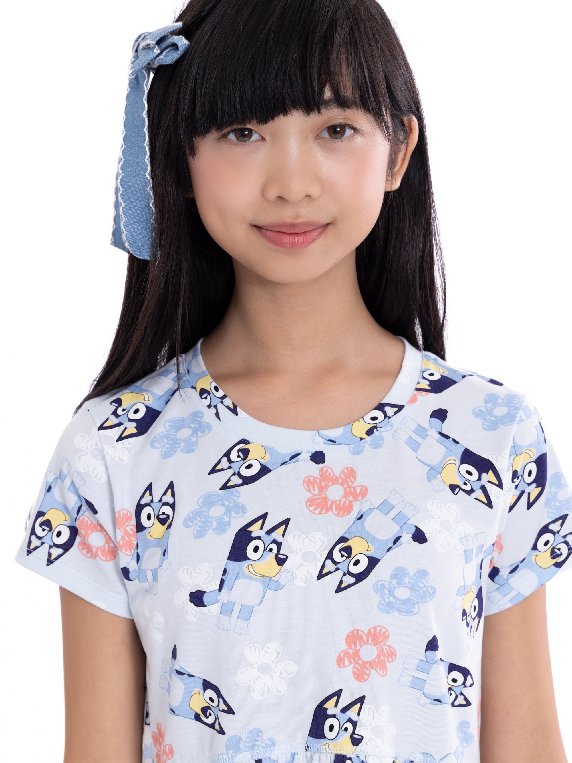 Bluey Girls Dress with Short Sleeves, Sizes XS-L
