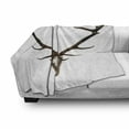 thumbnail image 2 of Antlers Soft Flannel Fleece Blanket, Antlers of a Huge Stag Bones Mounted on a Wooden Plate Prize Skull Print, Cozy Plush for Indoor and Outdoor Use, 70" x 90", Brown and Pale Grey, by Ambesonne, 2 of 5