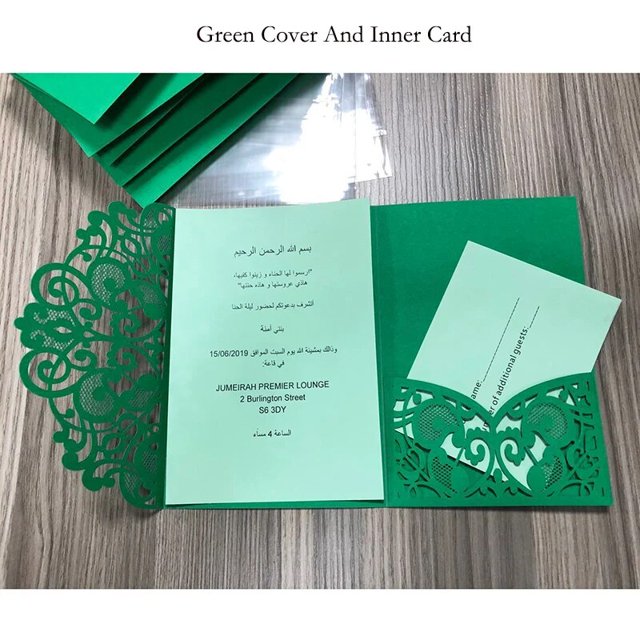 Tarjetas de invitación de boda cortadas con láser, elegantes tarjetas de felicitación, negocios personalizados con tarjetas RSVP, suministros de decoración para fiestas, azul y blanco, 1 pieza