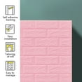 thumbnail image 3 of 10PCS 3D Wall Panels, 4mm x 35cm x 38.5cm Wallpaper Sticker with Self-Adhesive Waterproof Brick PE Foam Wall Panels Peel and Stick for Interior Wall Decor, Home Decoration-Light Pink, 3 of 5