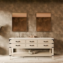 Norwalk 72 in W White Oak Double Vanity, Cultured Marble Top, Faucet Set, & 34 in Mirrors