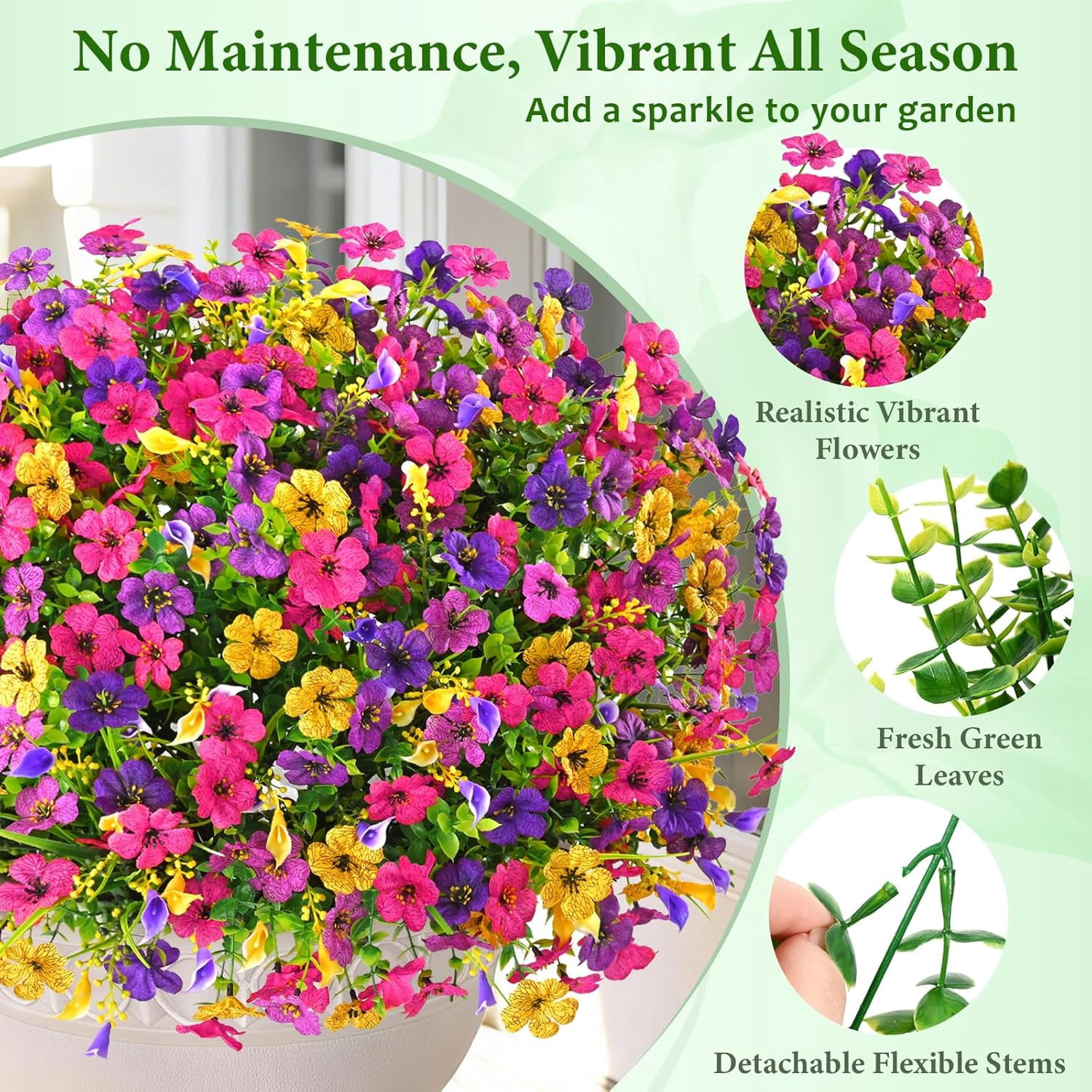 for Outdoors, 14 Bundles Faux Plants Outdoor for tion, UV Resistant Fake Flowers Artificial Plants & Flowers for Outdoors Garden Decor