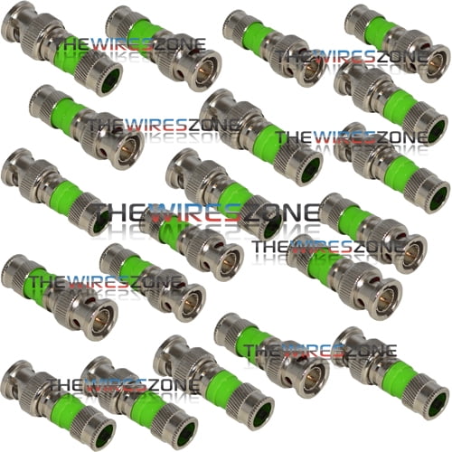 LOGICO 50 Pack BNC Compression Connector Adapter for RG6 Coax Cable Quad Shield CCTV
