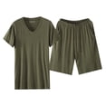 thumbnail image 2 of Men’s Short Sleeve Shorts Pajama Set Ice Silk Loose Fit Summer Home Loungewear, 2 of 4