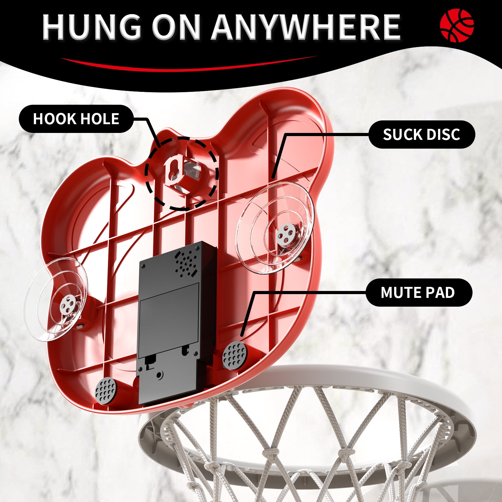 iHaHa Indoor Over Door Basketball Hoop with 4 Basketballs, Pump, Scoreboard, for Kids 3-6 Years Old