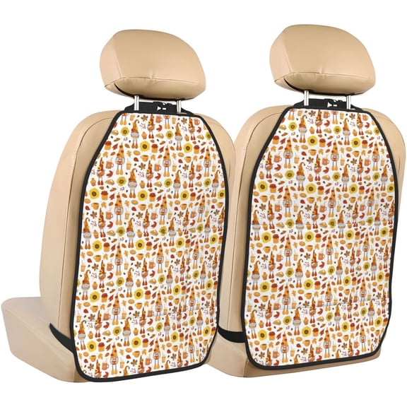 Xecao Gnomes Autumn Harvest Pattern Car Seat Back Protector 2 Pack Large Capacity Pocket, Kick Mats Back Seat Protector