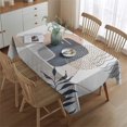 thumbnail image 2 of Blue Boho Abstract and Plant Pattern Rectangle Tablecloth 60"x84",Waterproof Polyester Rectangle Table Cloth, Wipeable Spillproof Polyester Tablecloth for Dining, Camping, Indoor and Outdoor, 2 of 5