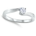 thumbnail image 4 of CHOOSE YOUR COLOR Clear CZ Swirl Solitaire Ring .925 Sterling Silver Band White Female Size 8, 4 of 4