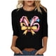 thumbnail image 1 of Camisetas Casuales de las Mujeres Impresas 3/4 Manga Cuello Redondo Blusa, Moda Ligera Superior para el Hogar Y el Uso Diario, Cómoda Imitación de la Tela Del Estante, 1 of 6