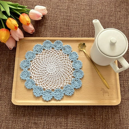 

Milexda 2pc Doilies Crochet Cotton Lace Table Placemats Doilies Handmade Round Crochet Doilies Hook Flower Hollow Decorative Cushion Plate Pad Insulation Dining Table Mats 8inch