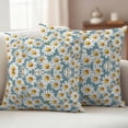 thumbnail image 2 of 2 Pack Outdoor Waterproof Throw Pillow Covers,White Daisy Summer Watercolor Flower Decorative Square Patio Pillowcases for Chair Couch Sofa 16x16in, 2 of 9