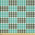 thumbnail image 2 of Ambesonne Plaid Fabric by the Yard Microfiber, Bicolor Checkered Retro, 3 Yards, Dark Brown Seafoam White, 2 of 2