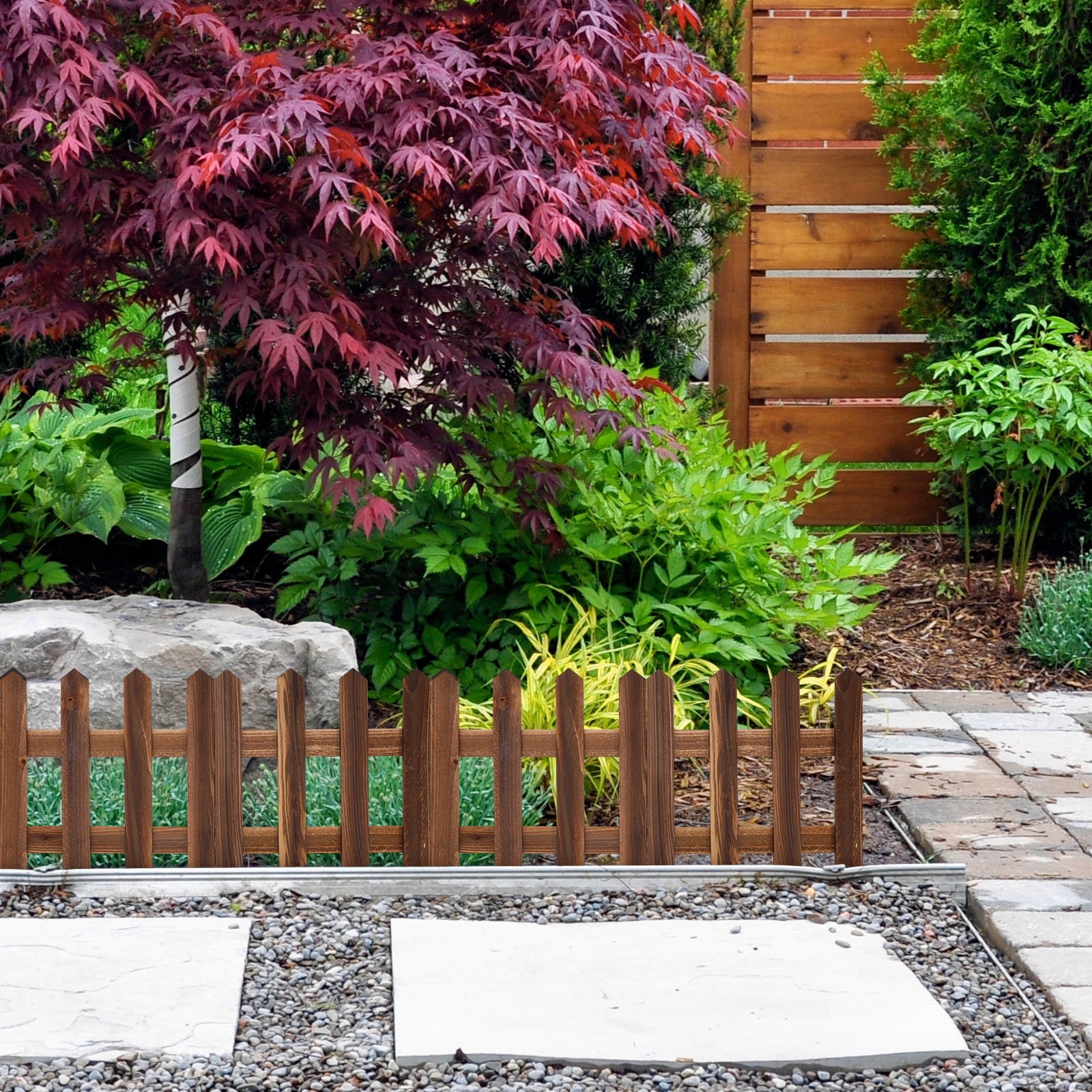 Pawsdot Garden Fence Wood Edging Brown 1 Set