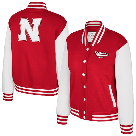 Women's Colosseum Texas Scarlet Nebraska Huskers French Baguette Full Snap Fleece Jacket