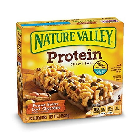 Nature Valley Peanut Butter Dark Chocolate Protein Chewy Bars Box 7.1 Ounce (Pack of 3)