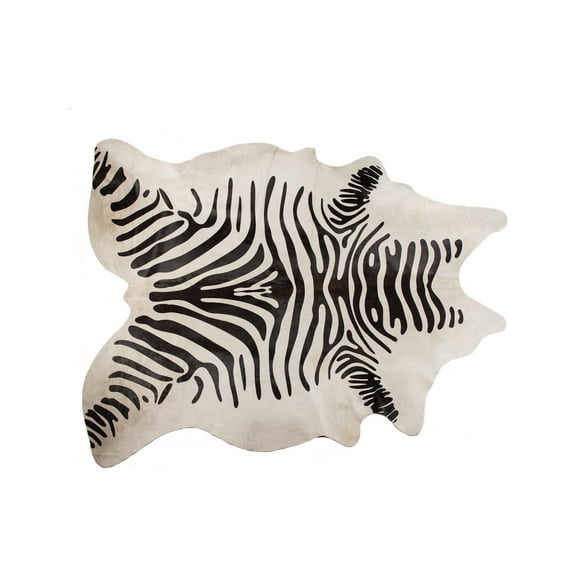 5" X 7" Zebra Black On Off White Cowhide Area Rug