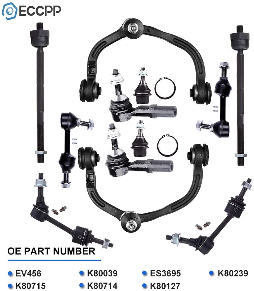 ECCPP Control Arm Kit 2003 2004 for Ford Expedition for Lincoln Navigator - Outer Inner Tie Rod Ends Lower Ball Joints Front Sway Bar Links Upper Control Arms Rear Sway Bar End Links