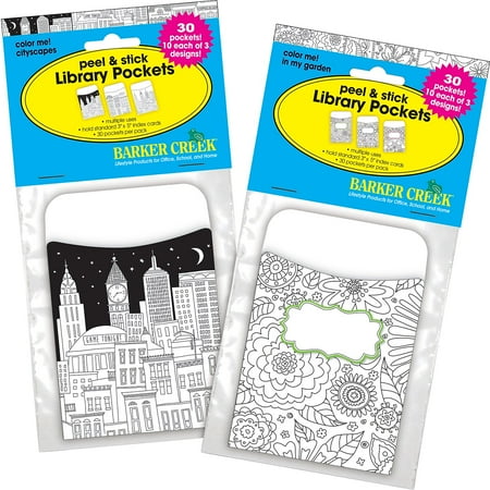 UPC: 0704068043183 | Barker Creek Color Me! Peel & Stick Library Pockets Multi Design Set 60/Set (4138)