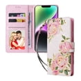 thumbnail image 1 of Compatible with iPhone 14 Case Retro Gilded Flower PU Leather RFID Blocking Wallet Cover, 1 of 5