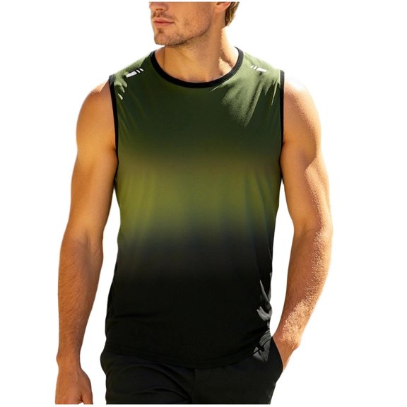 Lopecy-Sta Mens Tank Tops Crew Neck Gradient Graphic Sleeveless Sports Fitness Summer Vacation Beach Casual Workout Shirts