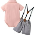 thumbnail image 5 of ZOEREA Baby Boy Clothes Suit Infant Short Sleeve Gentleman Outfits Dress Shirt+Bowtie+Suspender Shorts 0-18M, 5 of 12