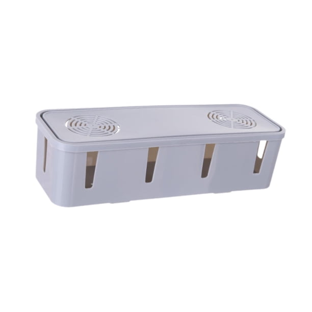 Organizador de cables con enchufe y caja de enchufes, práctico organizador de cables con huecos para mesa de apartamento, dormitorio, sala de estudio Gris