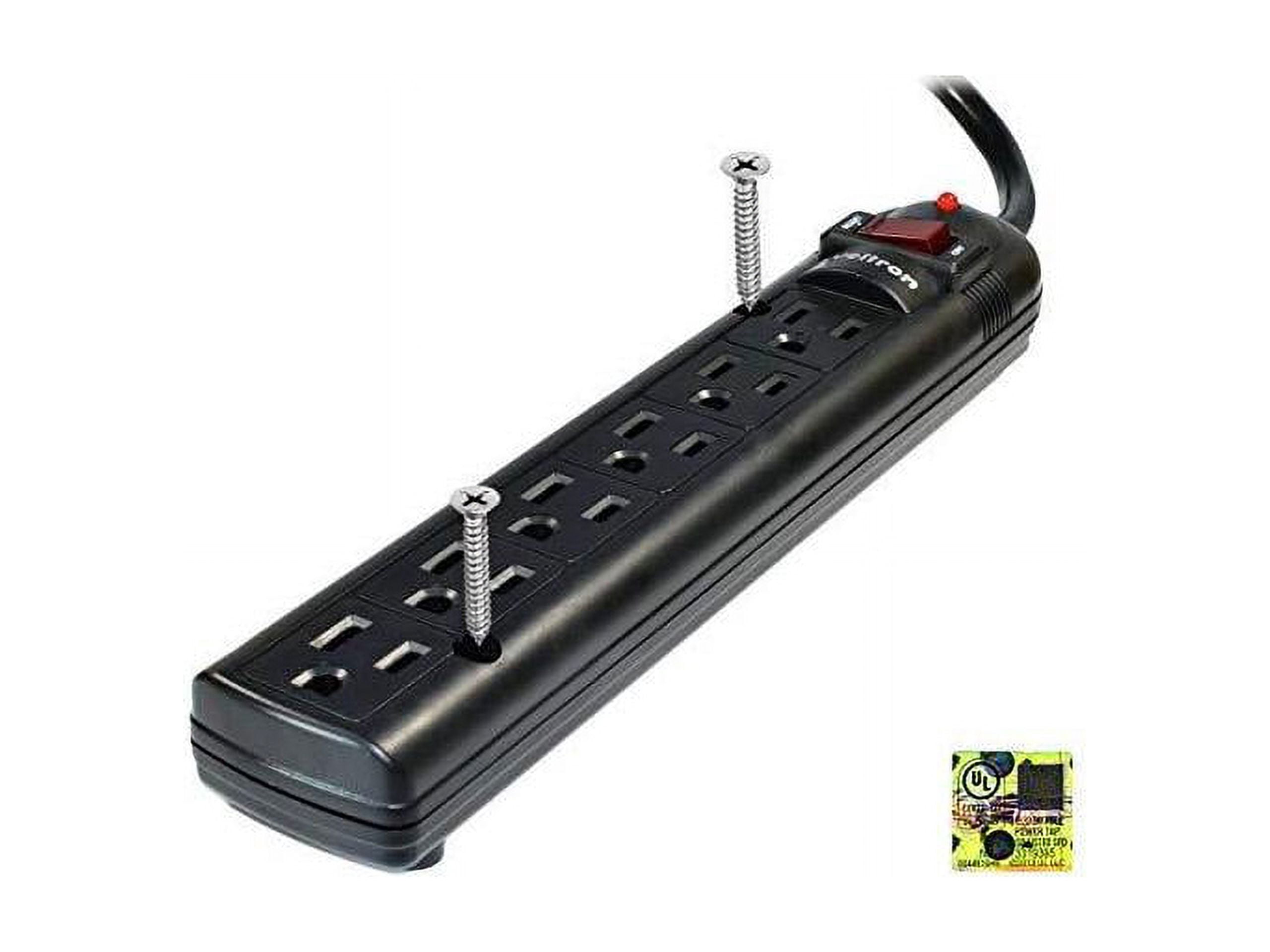 WELTRON 10ft Power Cord 6-Outlet Surge Protector Power Strip Black WSP600PLF10BK