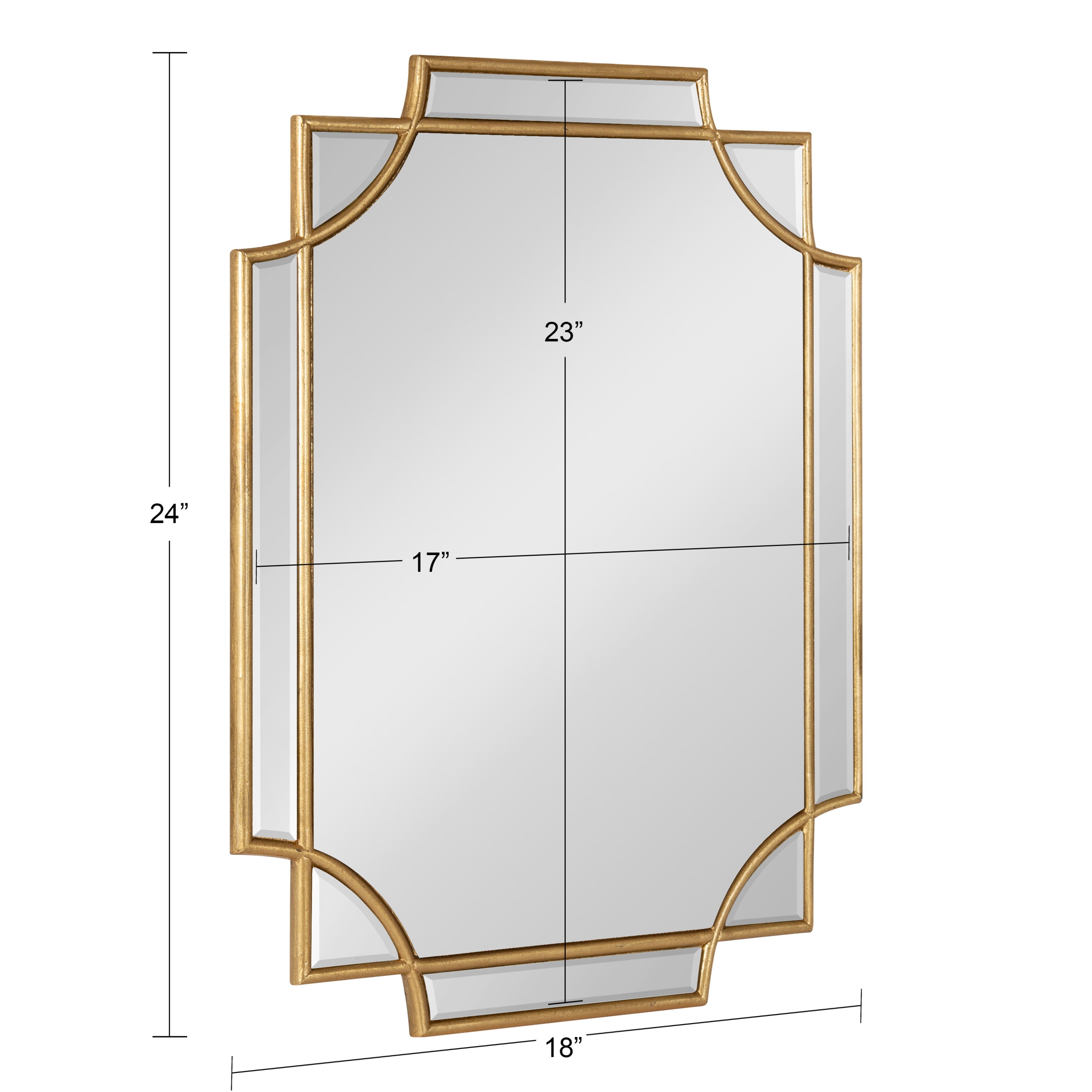 Kate and Laurel Minuette Glam Wall Mirror, 18 x 24, Gold, Boho-Chic Home Decor for Wall