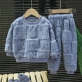 thumbnail image 4 of Pyjamas en Polyester pour Enfants 2 Pcs/ensemble Ensemble de Pyjamas pour Enfants Automne Hiver Couleur Unie Rabbit Col Rond Épais Chaud sous-Vêtements Thermiques Garçons Filles Manches Longues Haut Pantalon, 4 of 8