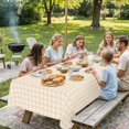 thumbnail image 1 of decorUhome Rectangle Tablecloth, Waterproof Vinyl Flannel Backed Table Cloth, Buffalo Wipeable Plastic Table Cover for Kitchen and Outdoor, Beige and White, 60" x 84", 1 of 3