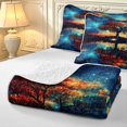thumbnail image 4 of Homewish Tree Of Life Botanical Art Twin Quilt Set,Watercolor Gradient Twin Coverlet Set,Black Reversible,2-Piece, 4 of 7