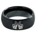 thumbnail image 2 of Tungsten Cheers Beer Drink Band Ring 8mm Men Women Comfort Fit Black Dome Brushed Polished, 2 of 4