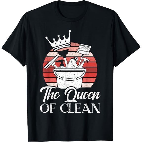 The Queen Of Clean Janitress School Custodian Clean Freak T-Shirt mens t shirt，black，women，funny，misfits，men，journey