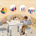 thumbnail image 4 of Kids Table and Chairs Set - 23.6" L x 23.6" W Height Adjustable Toddler Desk, Non-Slip Kids Chair with Graffiti Desktop for Ages 2-8, for Home Preschool Classroom Daycare, Grey, 4 of 7