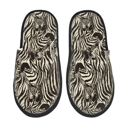 Balery Leopard And Zebra1 Slient Indoor Furry Fleece Comfort House Shoes Soft Non-Slip Home Shoes Cotton slippers House Slippers-- Large