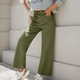 thumbnail image 3 of LLYwey Dressy Pants For Women Women's Fashion Casual Solid Color Pocket Straight Button Cargo Long Pants Cropped Linen Pants Female Long Pant Style H2574 Green-1 L, 3 of 8