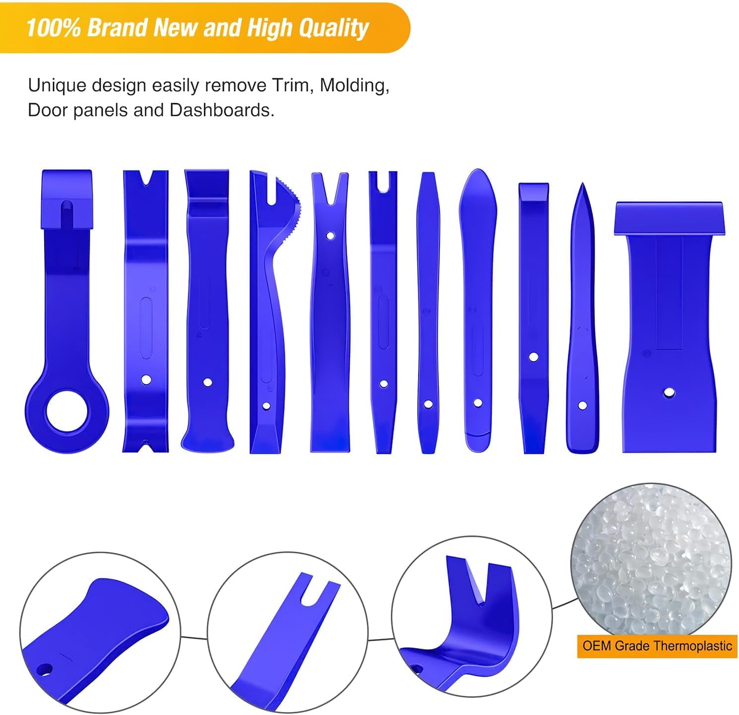 GOOACC 40Pcs Trim Removal Tool,Auto Terminal Removal Key Tool,Auto Clip Pliers Stereo Removal Tools,Car Upholstery Repair Removal Kit,Precision Hook and Pick Set,Wiring Threader,Car Film Scrape-Blue